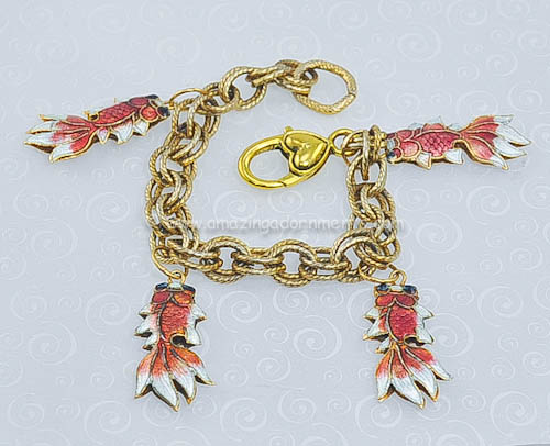 Pre-owned Enamel Fish Charm Bracelet