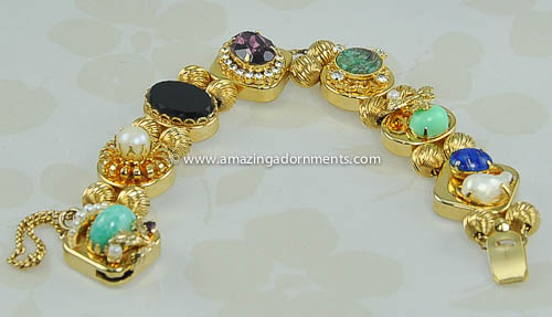 Vintage Signed Vendome Slide Charm Bracelet