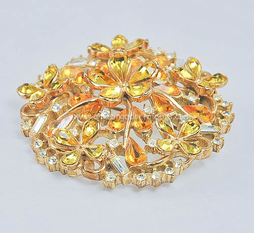 Vintage 1950s Crown Trifari Rhinestone Brooch