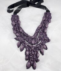 Vera Wang Lavender Line Beaded Bow Necklace