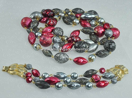 Vintage Bead Necklace and Bracelet Set