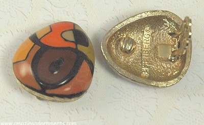 1970s Artist Series Enamel Eisenberg Earrings