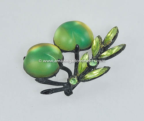 Vintage Unsigned Austrian Glass Apples Pin