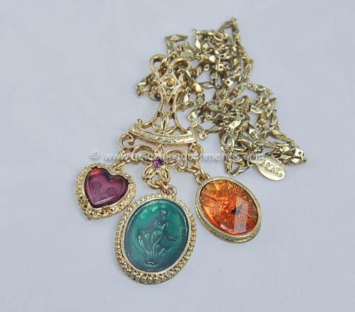 Contemporary Signed 2028 Glass Intaglio Necklace