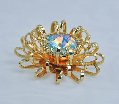 Vintage Signed Sarah Coventry Mystic Blue Rhinestone Brooch from 1969