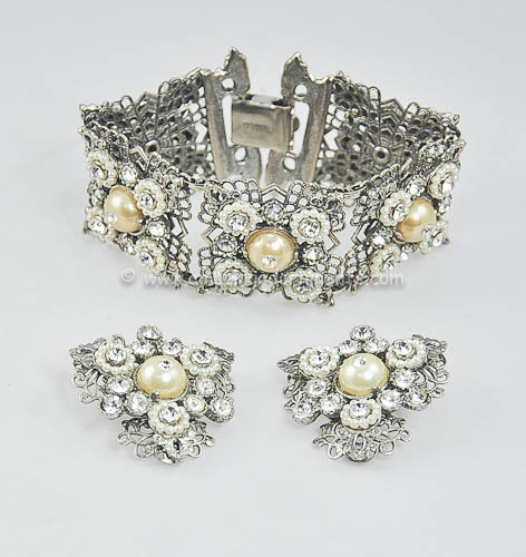 Vintage Signed Selro Bracelet and Earring Set