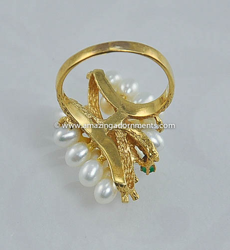 Vintage Faux Pearl and Rhinestone Ring