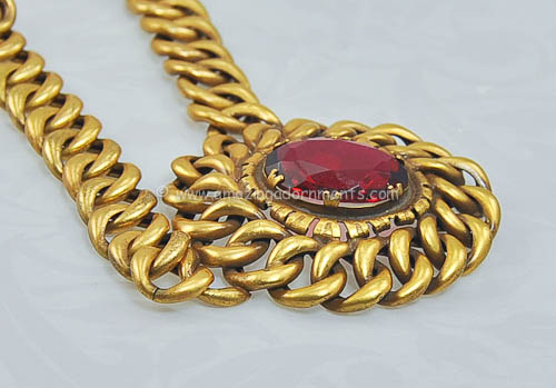 Vintage Signed Joseff Red Glass Necklace