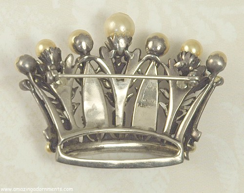 R. DeRosa Sterling Crown Pin
