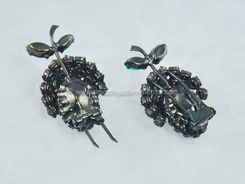 Unsigned Schreiner Rhinestone and Glass Clips