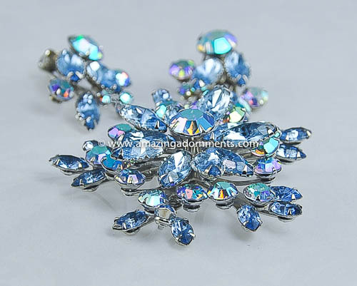 Vintage Signed Beau Jewels Blue Rhinestone Set