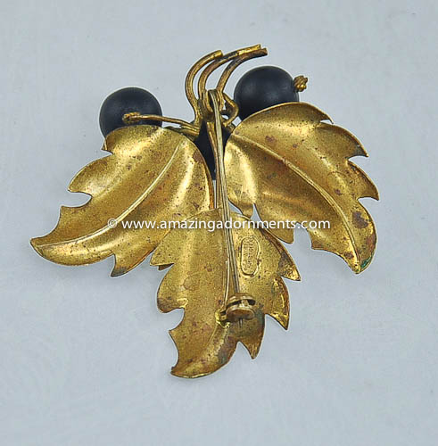 Vintage Signed Austria Maple Leaf Brooch