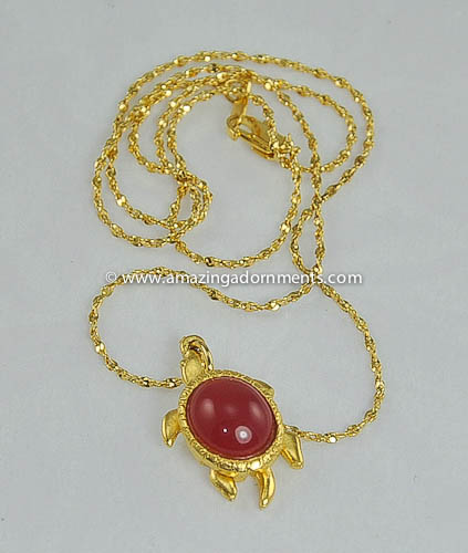 14k Gold Plated Turtle Pendant Necklace