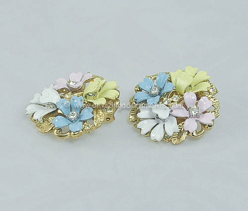 Vintage Crown Trifari Flower Earrings