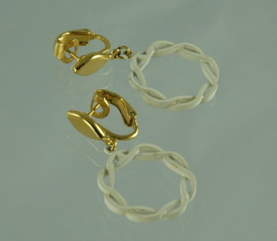 TRIFARI Clip/Post Dangle Earrings in White