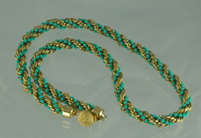 Gorgeous Gold Tone and Faux Turquoise Necklace by AVON