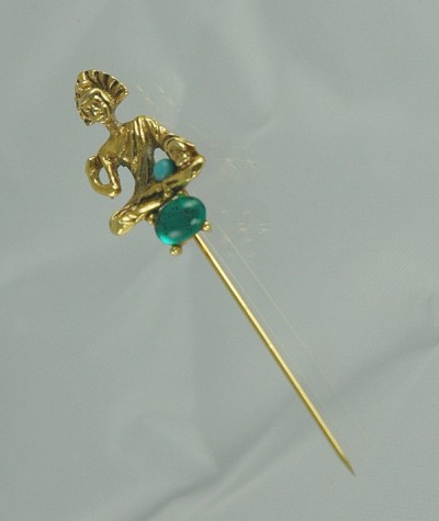 Signed ART Gold Tone Stick Pin with Cabochon