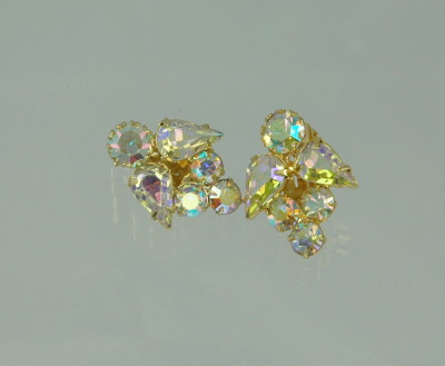 Unsigned and Beautiful Aurora Borealis Rhinestone Earrings
