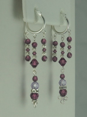 Sterling Silver and Swarovski Amethyst Crystal Queen of Club Chandelier Dangles