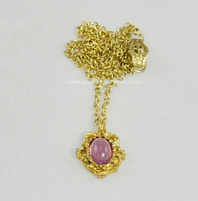 Simualted Amethyst Florentine Pendant Necklace