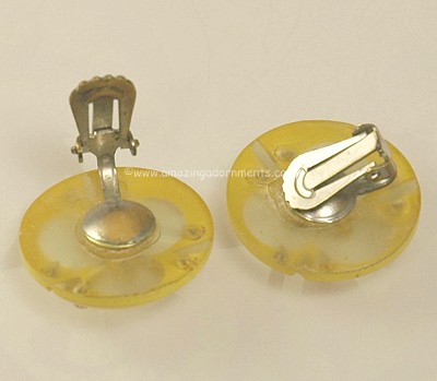 Yellow Enamel on Plastic Earrings