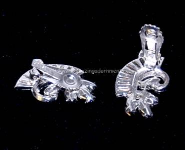 Vintage Clear Rhinestone Earrings Signed Wiesner