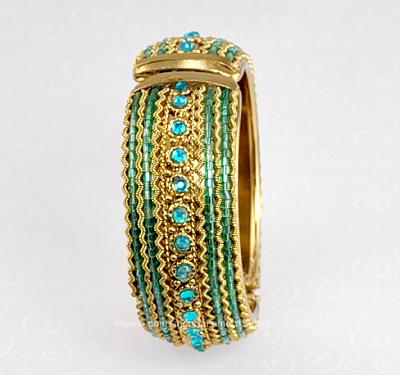 Ornate Bracelet with Aqua Stones 