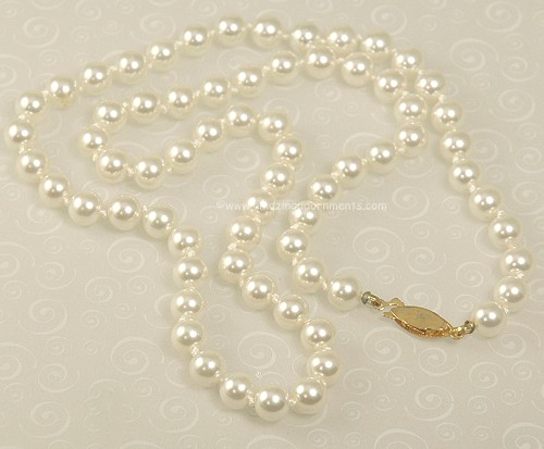 Hand Knotted Faux Pearl Necklace