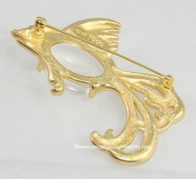 Jelly Belly and Rhinestone Koi Fish Brooch Signed HARRICE MILLER 1992