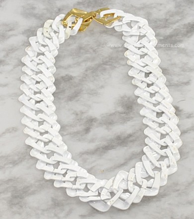 Napier White Enamel Bib Necklace