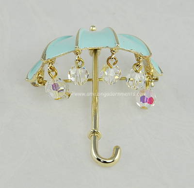 Vintage Signed Lisner Umbrella Brooch