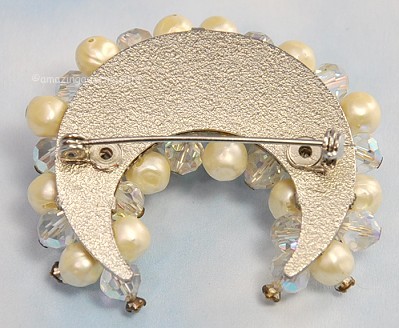 Vintage Crystal and Faux Pearl Pin