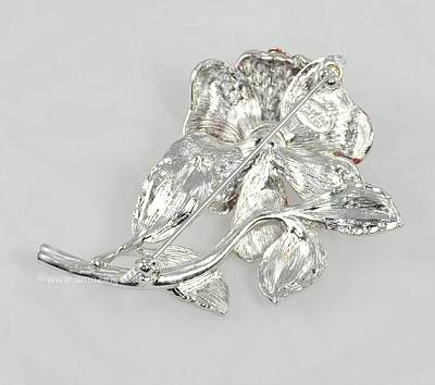 Contemporary Signed Nolan Miller Pave Rhinestone and Enamel Brooch