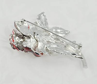 Contemporary Signed Nolan Miller Pave Rhinestone and Enamel Brooch