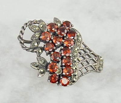 Vintage Sterling Fower Basket Pin