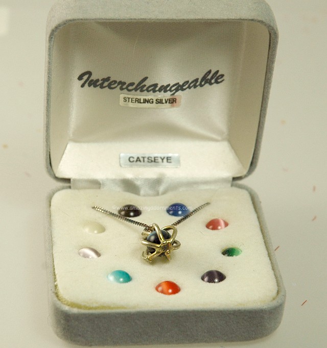 Interchangeable Sterling Cats Eye Necklace