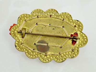Early 20th Century Glass on Brass Brooch