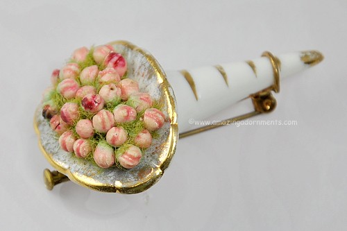 Limoges Porcelain Floral Pin