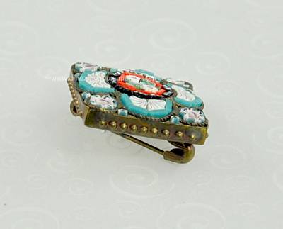 Antique Micro- Mosaic Brooch Signed Italy