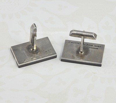 Esther Lewittes Ebony and Sterling Cufflinks