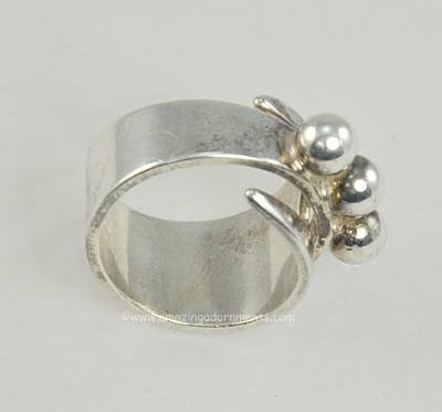 Vintage Signed DAVID ANDERSEN Modernist Sterling Three Ball Ring