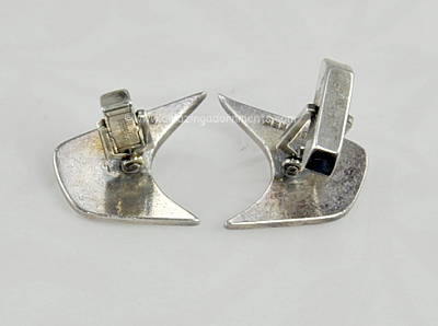 Modernist Sterling Cufflinks Signed Burkee