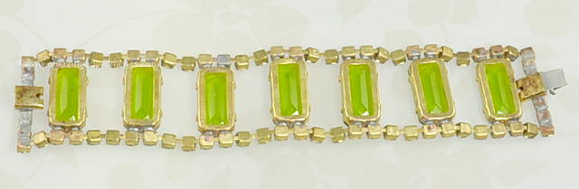 Green Partially Plated Rhinestone Bracelet