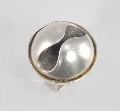 Modernist Israel Sterling Ring Signed Rozin