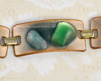 Kay Denning Modernist 1960s Copper And Enamel Bracelet 