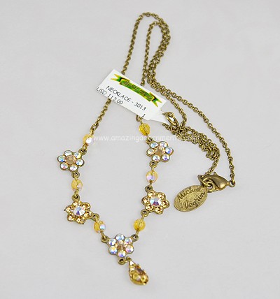 Michal Negrin Crystal Flowers Necklace