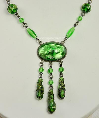Early 20th Century Signed Czechosolvakia Glass Necklace