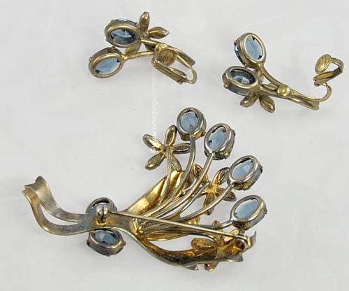 Vintage Signed Calvaire Rare Sterling and Glass Floral Set