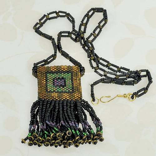 Vintage Beaded Purse Necklace