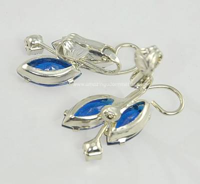 Vintage Blue Rhinestone Earrings